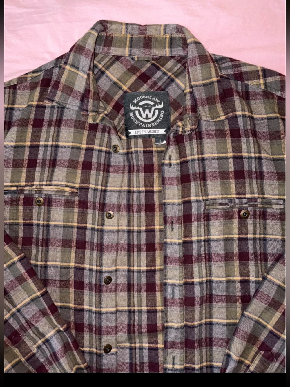 MooseJaw Men's Plaid Flannel Shirt - Burgundy/Gray